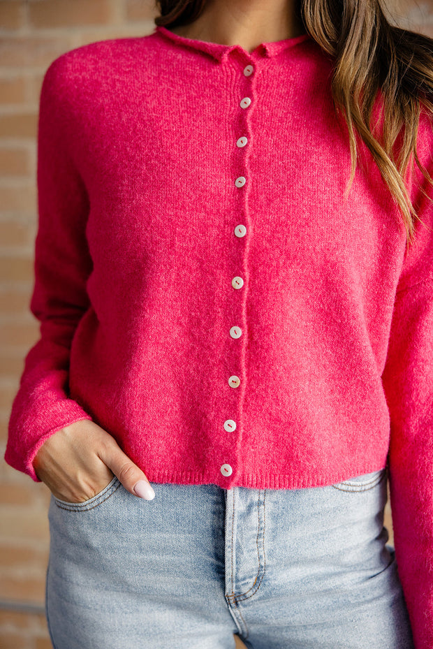 Piper Button Up Cardigan | Deep Pink
