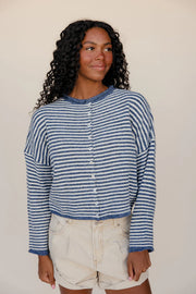 Piper Cardigan | Denim Stripe