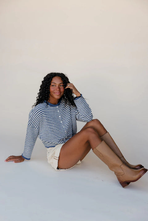 Piper Cardigan | Denim Stripe