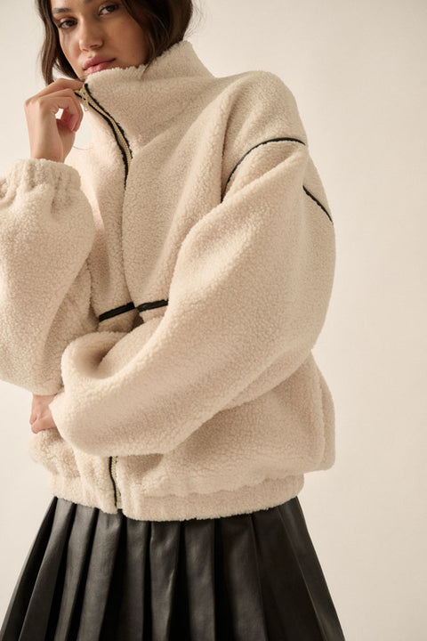 Telluride Leather-Trimmed Fleece Jacket | RESTOCK