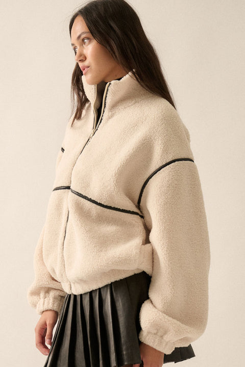 Telluride Leather-Trimmed Fleece Jacket | RESTOCK