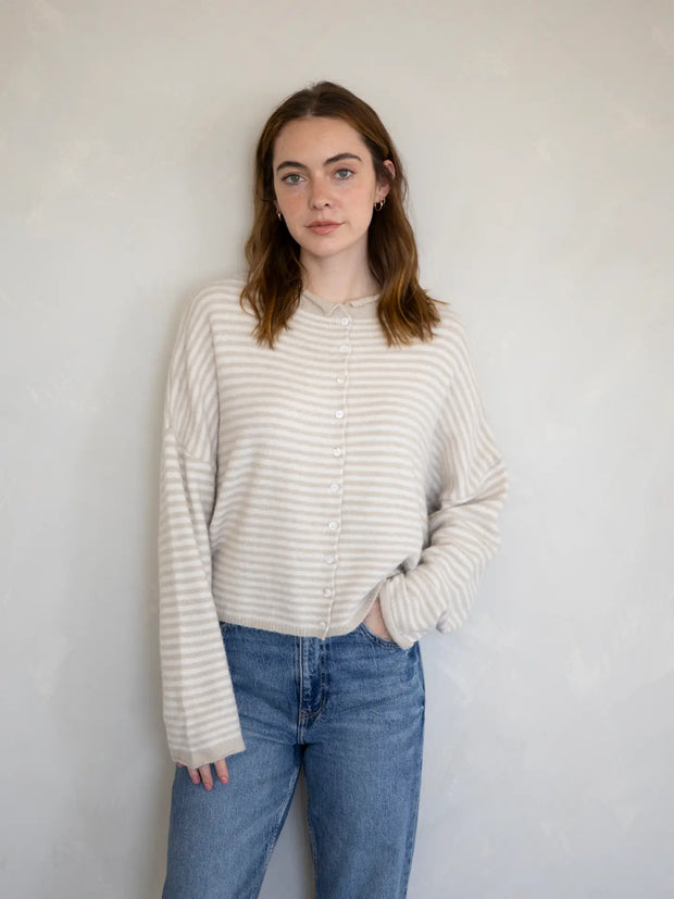 Piper Cardigan Mini Striped | Cream