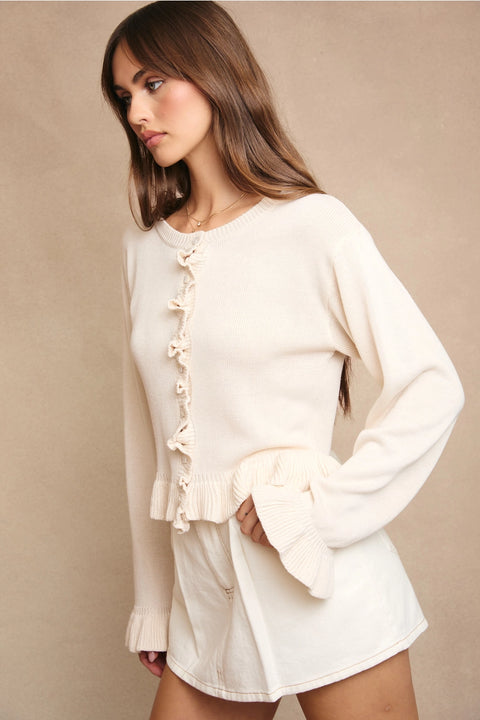 Charlotte Ruffle Knit Cardigan