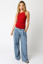 Essential Ribbed Tank | Red