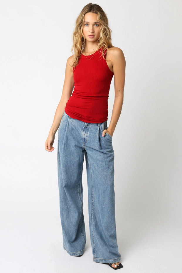 Essential Ribbed Tank | Red