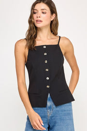 Emerson Structured Button-Front Top