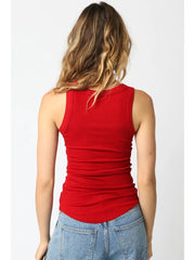 Essential Ribbed Tank | Red