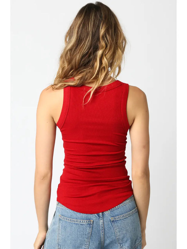 Essential Ribbed Tank | Red