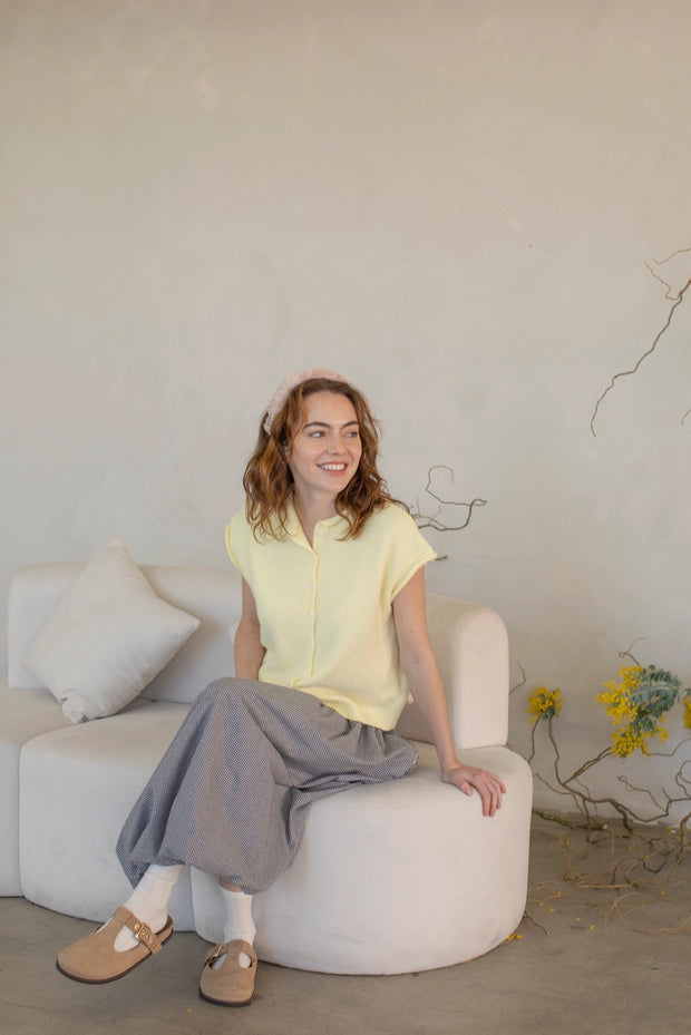 Piper Vest Cardigan | Pale Yellow