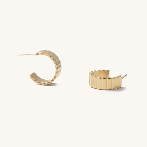 Dylan Ridged Gold Hoops - RESTOCK