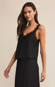 Uma Lace Satin Cami Black