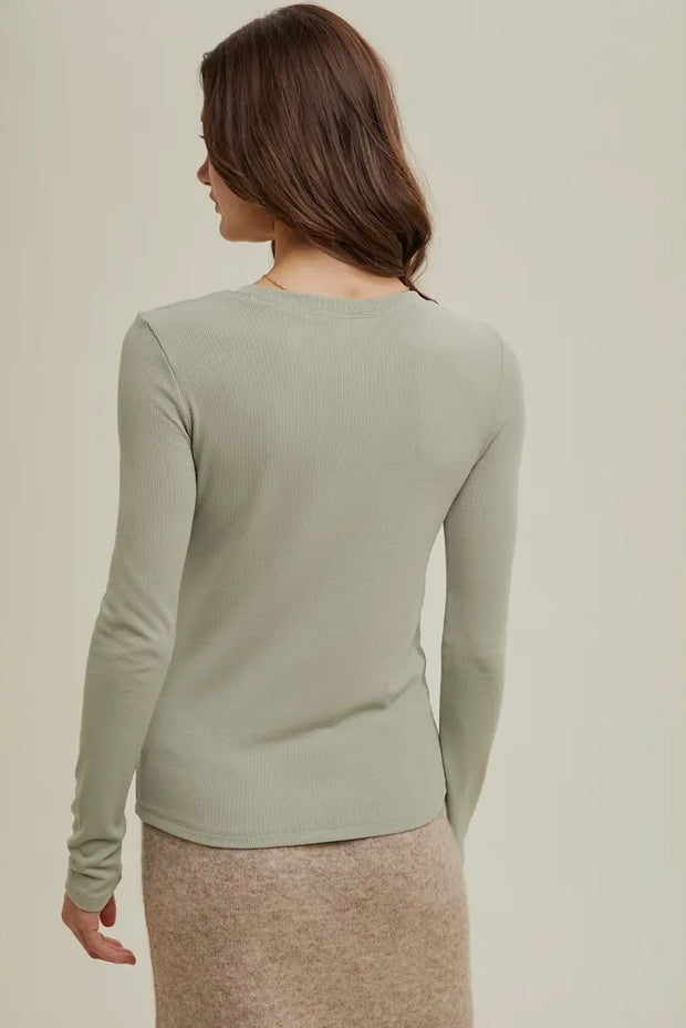 Essential Ribbed Long Sleeve | Sage