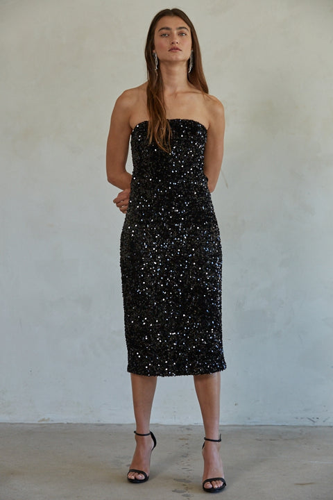 Like Lovers Black Sequin Midi