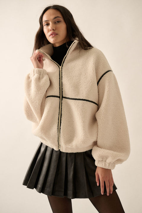 Telluride Leather-Trimmed Fleece Jacket | RESTOCK