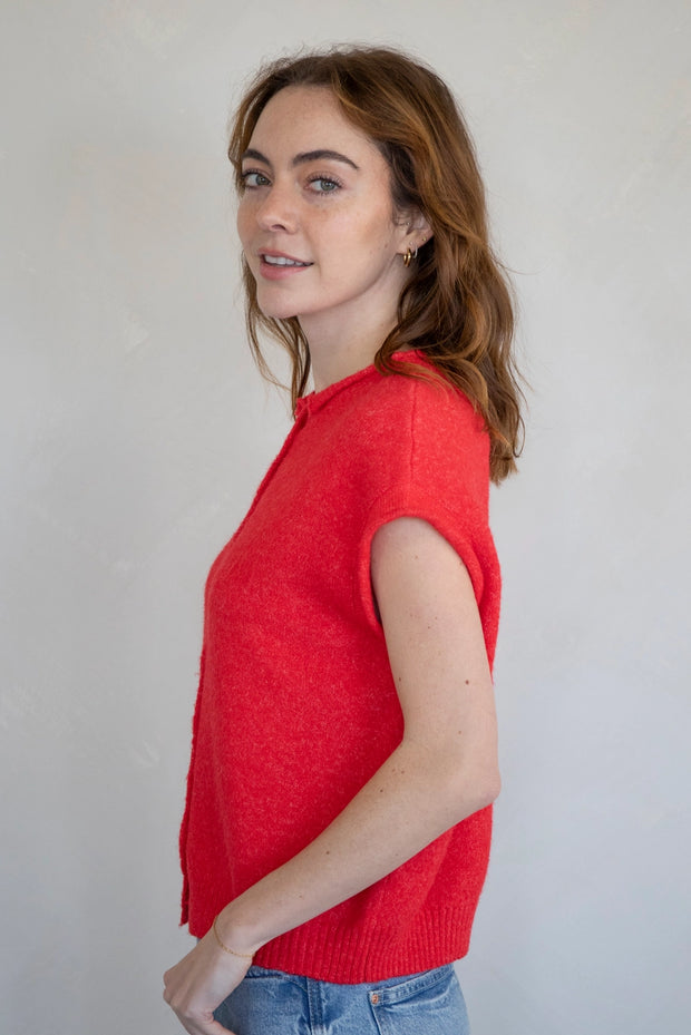Piper Vest Cardigan | Red