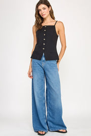 Emerson Structured Button-Front Top