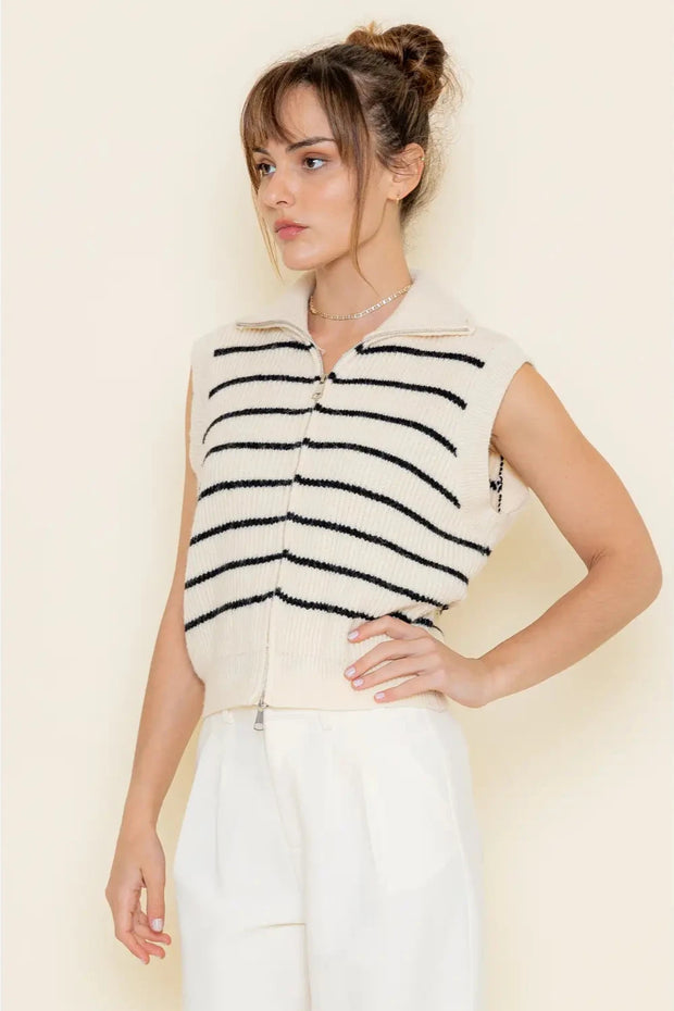 Bria Striped Zip Vest