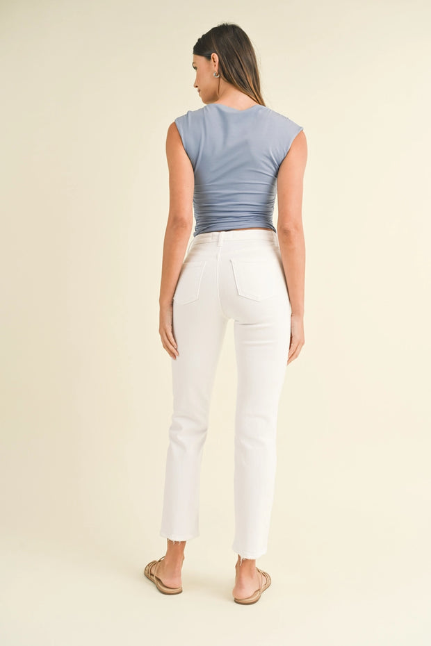 White Straight-Leg Jeans