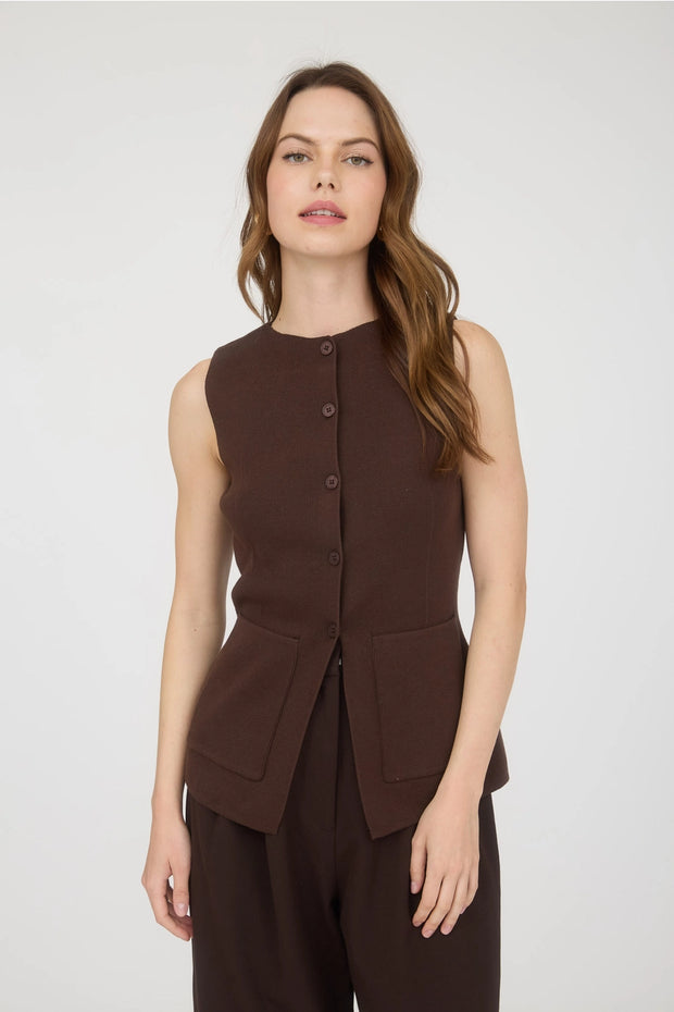 The Marlowe Button Top | Brown