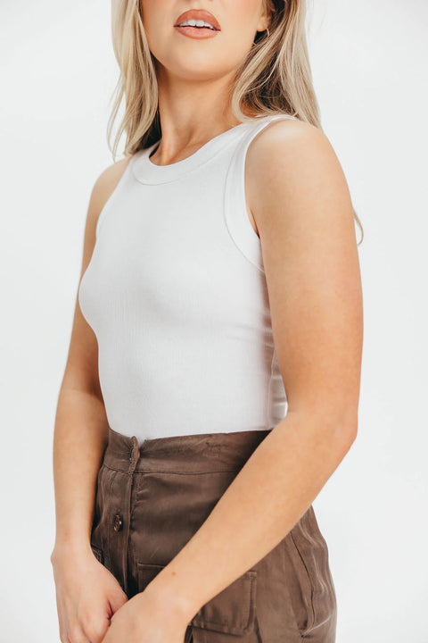Essential Ribbed Tank | White