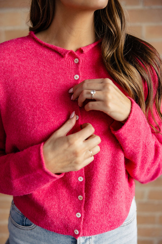 Piper Button Up Cardigan | Deep Pink