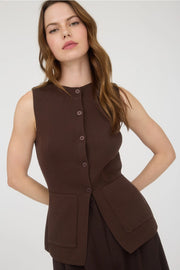 The Marlowe Button Top | Brown
