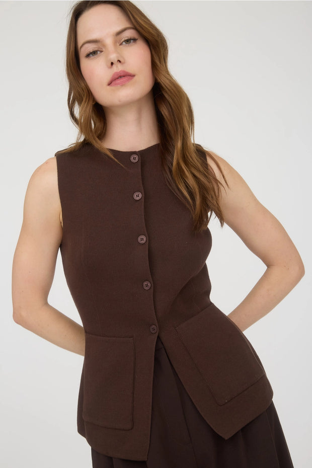 The Marlowe Button Top | Brown