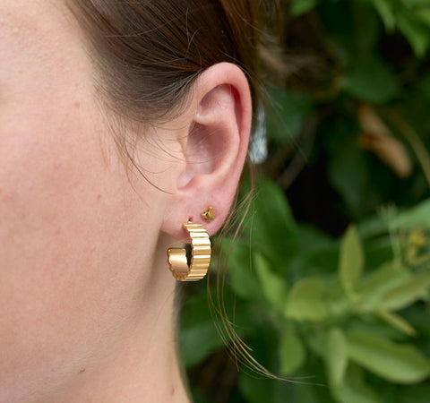 Dylan Ridged Gold Hoops - RESTOCK