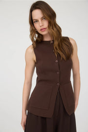 The Marlowe Button Top | Brown