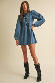 Denim Bow Mini Dress