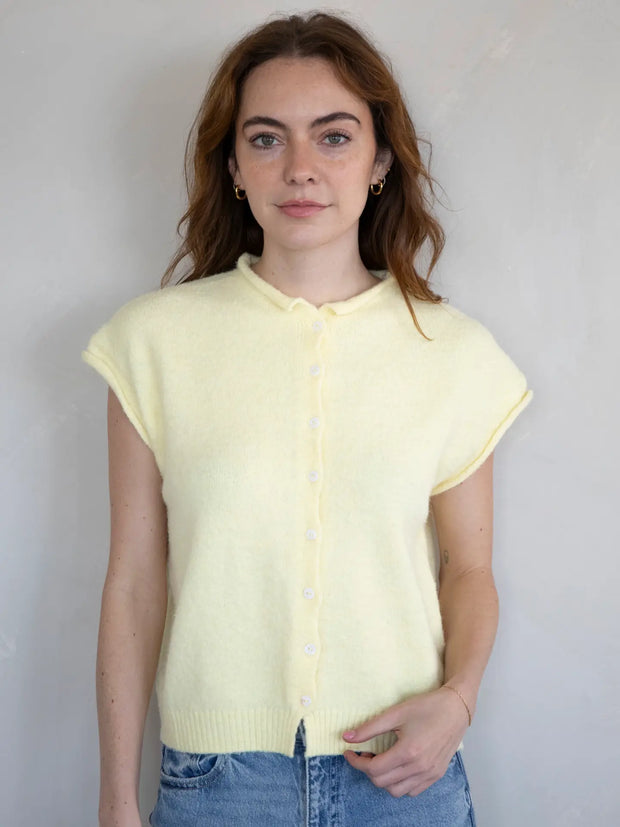 Piper Vest Cardigan | Pale Yellow