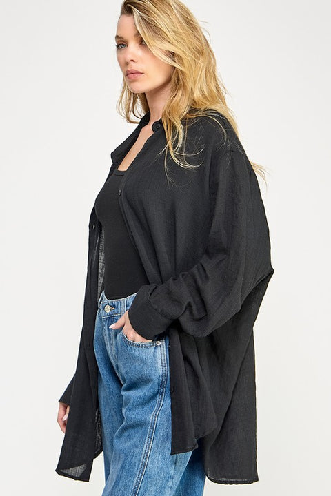 Bridget Button Down | Black RESTOCK