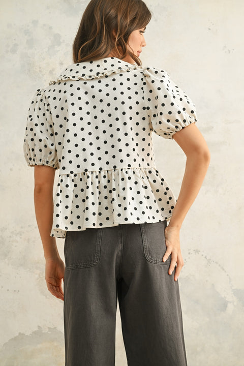 Penelope Dot Linen Blouse