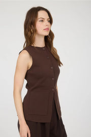 The Marlowe Button Top | Brown