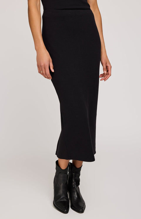 Catalina Ribbed Midi Skirt | Black