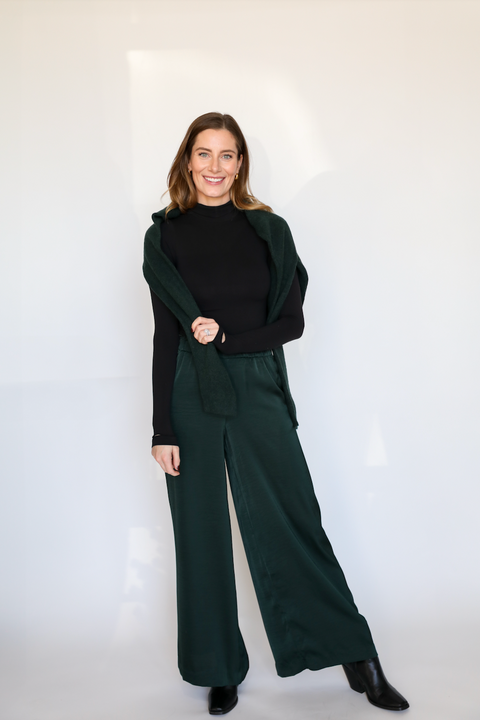 The Isolde Satin Pant | Garland Green