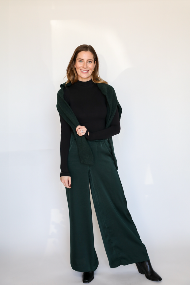 The Isolde Satin Pant | Garland Green