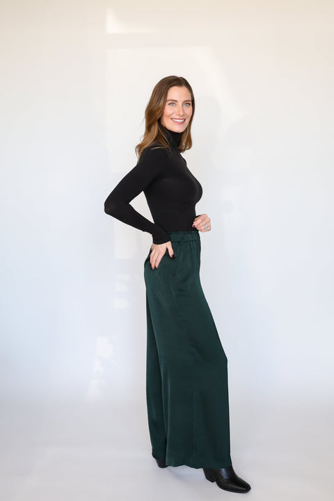 The Isolde Satin Pant | Garland Green
