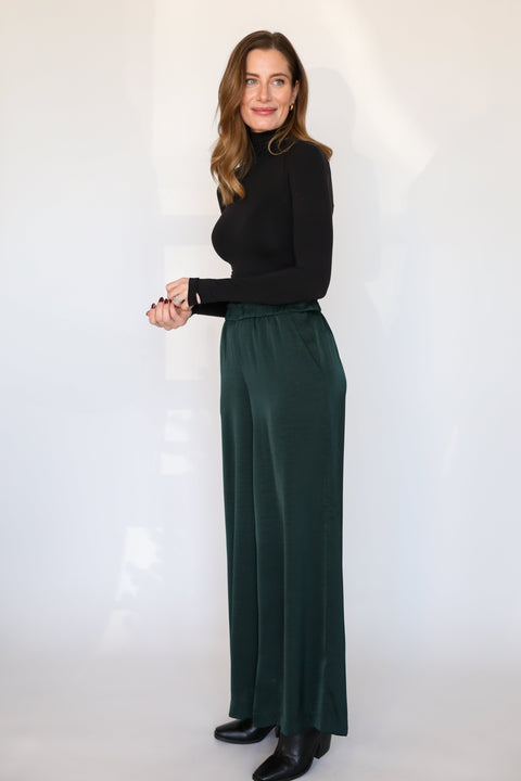 The Isolde Satin Pant | Garland Green
