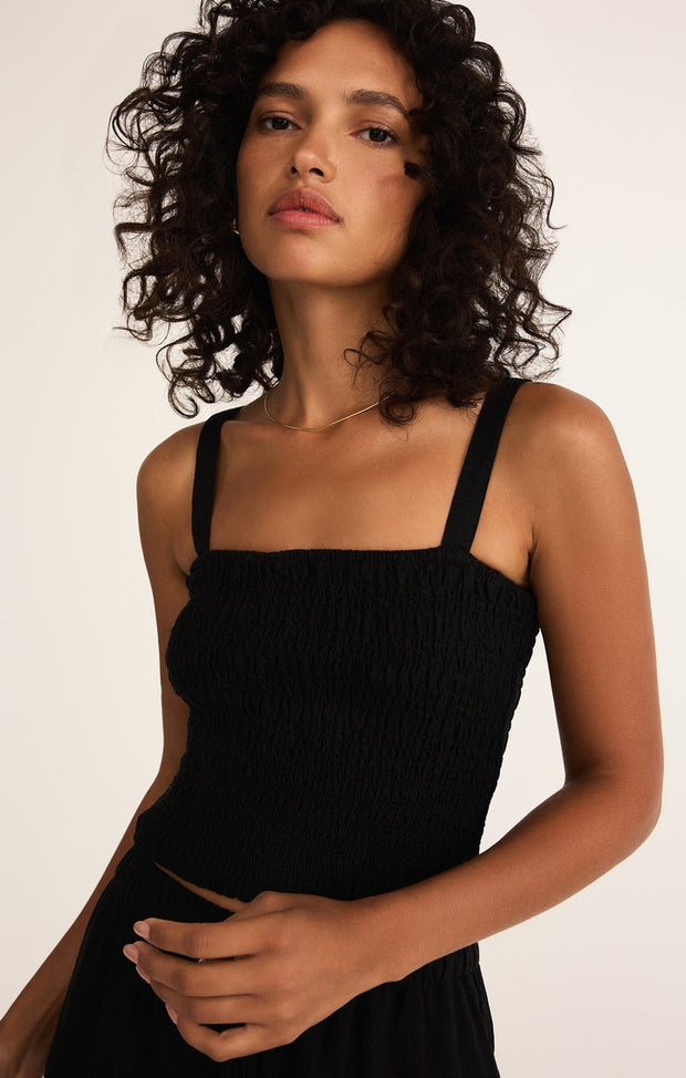 Amelie Smocked Linen Crop Tank