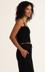 Amelie Smocked Linen Crop Tank