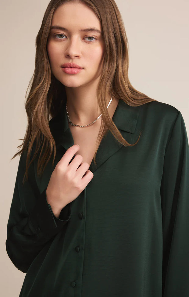 Ana Satin Button Up