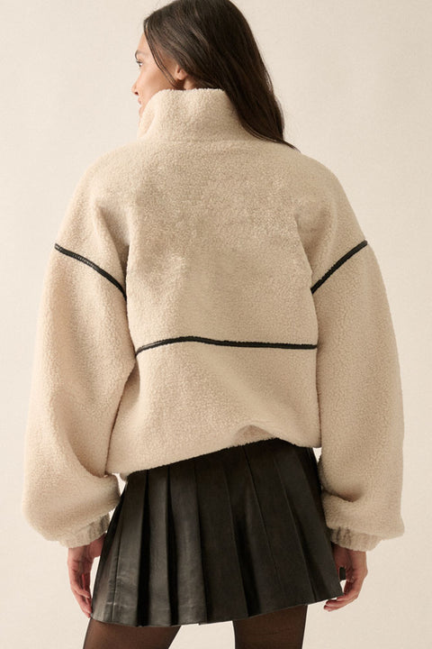Telluride Leather-Trimmed Fleece Jacket | RESTOCK