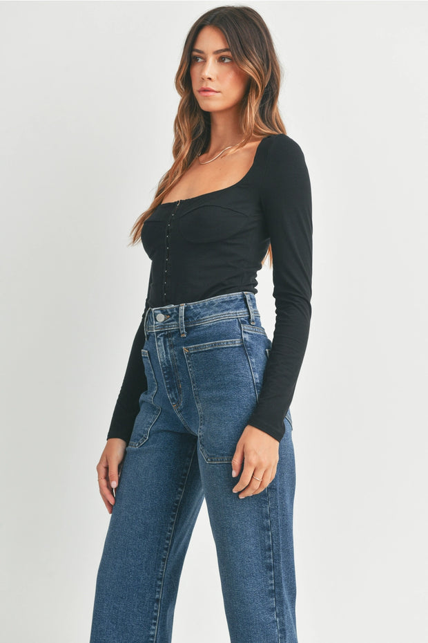 The Nautical Wide Leg | Dark Wash