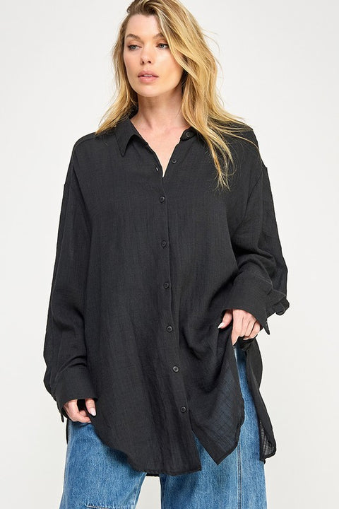 Bridget Button Down | Black RESTOCK