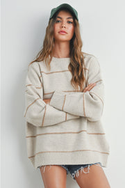 Bailey Striped Sweater - Taupe