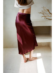 Kimberly Satin Skirt | Maroon