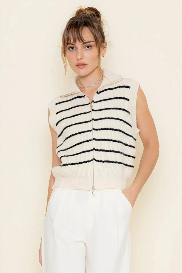 Bria Striped Zip Vest