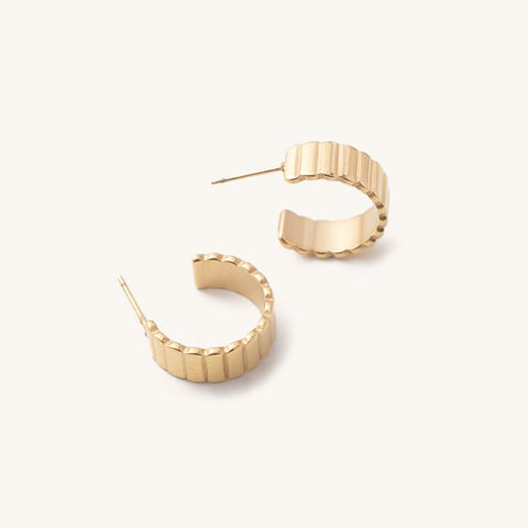 Dylan Ridged Gold Hoops - RESTOCK
