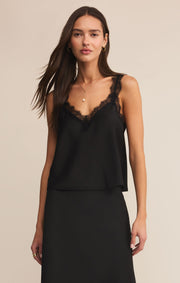 Uma Lace Satin Cami Black